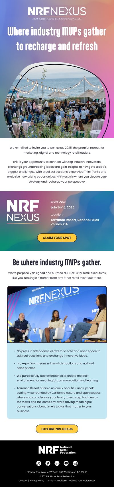 NRFNEXUS Where industry MVPs gather to recharge and refresh