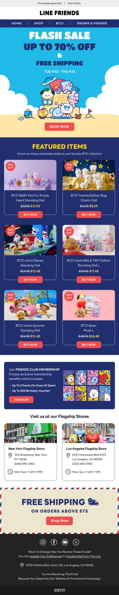 Line Friends – Flash sale up to 70% off